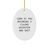 Funny Claims Adjuster Gifts for Men from Friends, Look At You Becoming A Claims Adjuster, Christmas Unique Ornaments for Home Decor - Image 1